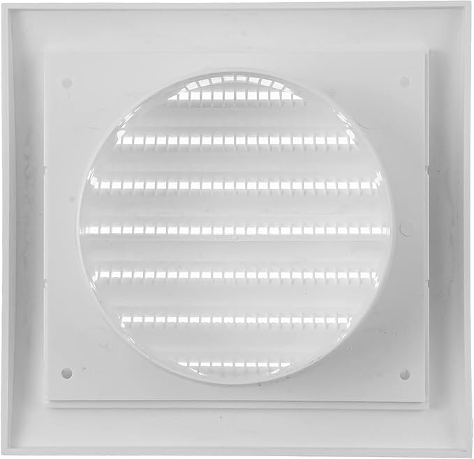 Vent Systems 4'' Inch Air Vent Cover Dryer Vent and Bathroom Exhaust Vent Pipe, White Louvered Outdoor Dryer Vent Cover Opening Flap Vent, Keeps Out Insects, Birds and Rodents, 4'' Inch - Pack of (1)