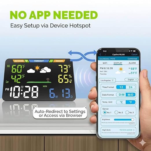 EnvyBox WiFi Weather Station 8.5" LED Display | No App Required, Syncs Weather & Calendar, Dual Power, Privacy Focused, Black