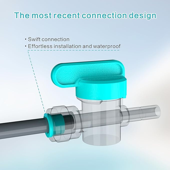 Straight Connector Valve, Match Rain Seer 12mm to 6mm Irrigation Fitting, control each emitter independently, Drip Irrigation Kit Accessories used in Smart Quick-connected drip irrigation kit(10pcs)
