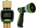 Watflow 3/4"Water Flow Meter with Water Nozzle Kit,4 Modes Change, Measure Gallon/Liter Consumption for Garden Hose, RV Water Tank, Lawn Sprinkler, and Nozzle Sprayer