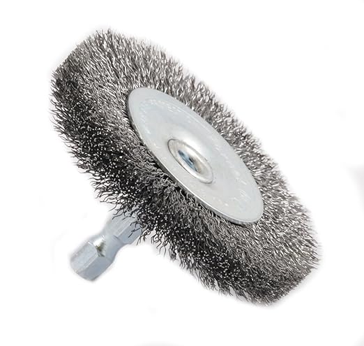 Forney 72734 Wire Wheel Brush, Fine Crimped with 1/4-Inch Hex Shank, 2-1/2-Inch-by-.008-Inch