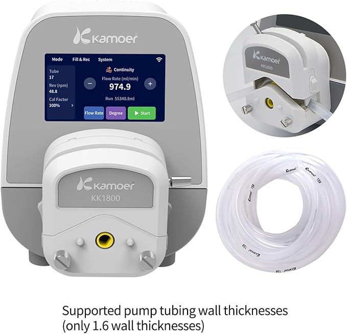 Kamoer UIP WIFI E Intelligent Peristaltic Pump, High Flow Adjustable Dosing Pump 0.5-1500ml/min with Stepper Motor & Touch Screen, 100V-240VAC for Lab Fluid Transfer