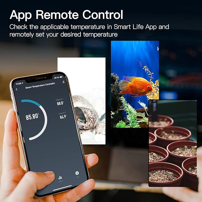 MOES Smart WiFi Cooling Heating Thermostat Outlet, Tuya Digital Temperature Controller Sensor Plug for Reptile Fermenter Brewing Breeding Heat Mat, Smart Life Remote Control, -22-221℉,10A 1250W