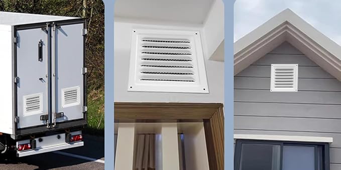 2pcs Attic Vent Soffit Vent Aluminum Wall Vent Metal Shed Vent Square Vent Louver Vent Grille with Built-in Insect Screen for Exterior Door House Attic Garage Ceiling (White 6" x 6"-2 Pack)