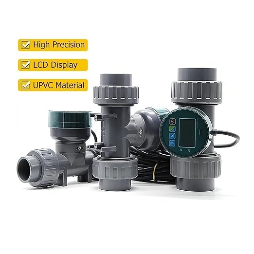 RS485 Digital Display Flow Meter High Precision Smart Electronic Flowmeter UPVC Water Sensor for Farm Garden Irrigation Low Repeatability, High Sensitivity(DN15)