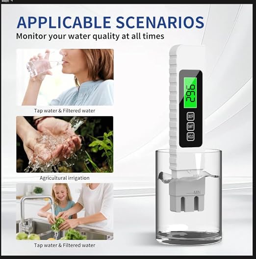 All-New 4 in 1 Digital TDS Meter - Water Tester for Drinking Water Digital, Accurate TDS/EC/Temp (°F/°C) Tester for RO/DI System, Aquariums, Tap Water & Hydroponics (0-9990ppm)