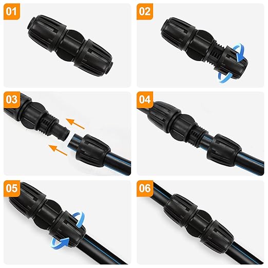 21 Pieces1/2 Inch Drip Irrigation Fittings Kit, 1/2'' Drip Line Barbed Locked Connectors for 1/2 Inch Irrigation Tubing (1/2" ID x 0.650" OD) Coupling Tee Elbow Plug Valve Faucet Adapter