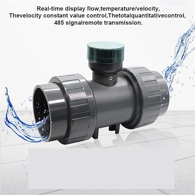 RS485 Digital Display Flow Meter High Precision Smart Electronic Flowmeter UPVC Water Flow Sensor for Farm Garden Irrigation(DN50)