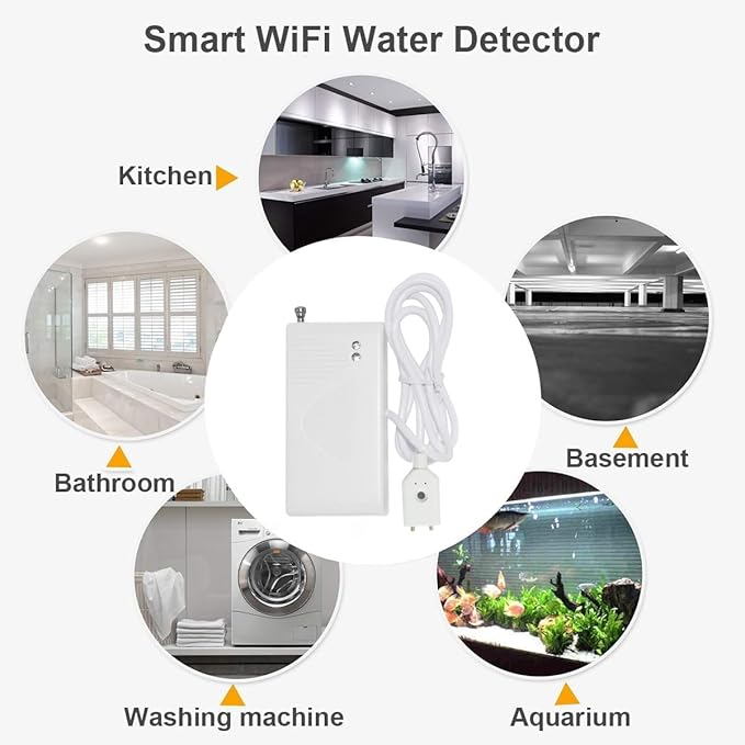 Water Detector Kit: 1 Smart Hub + 3 Leak Sensor (Silent), Water Sensor with Enhanced Signal Antenna, Water Leak Detector for Kitchen/Basement/Bathroom/Laundry, APP Monitoring, 110dB Adjustable Alarm