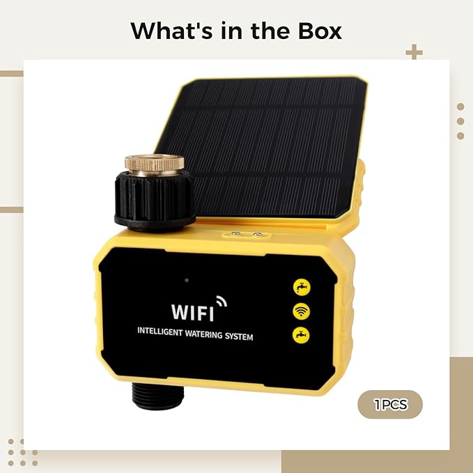 WiFi Solar Irrigation Timer with Remote Control, Tuya & Smart Life App Compatibility, Dual Power, Drip & Micro-Sprinkler System, Rain Sensor