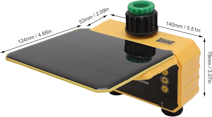 Luqeeg WiFi Sprinkler Timer, Solar Powered Rain Delay App Control 2 Zone Solar Watering System with Accuracy Filter, Sprinkler System | Irrigation Timer for Yard Balcony Garden
