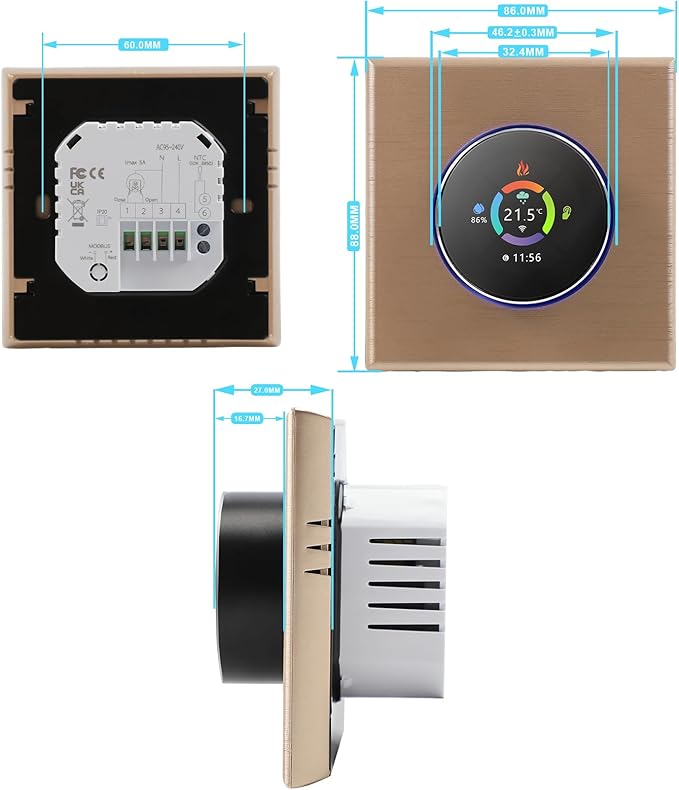 Docooler WiFi Smart Thermostat Temperature Controller Weekly Programmable Button Control/Mobile APP/Voice Control Compatible with Alexa/Google Home/Tuya App - for Water/Gas Boiler 5A