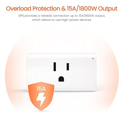 TENDA SP6 Smart Plug WiFi Outlet Switch, Works with Alexa & Google Assistant for Voice Control, Remote Control via App, Timer & Schedule Function, 15A Easy Install, Compact Design, FCC ETL Certified