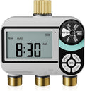 QUOBAS Brass Sprinkler Timer for Garden Hose, Programmable Water Timer for Hose Faucet with Child Lock, Rain Delay/Auto/Manual 3 Modes, Large Waterproof Screen, 3 Zone Independent Watering