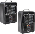 BEYOND HEAT Milkhouse Space Heater, 1300W/1500W Electric Heater with Thermostat, 3 Heat Settings, Safe and Quiet Heater for Garage Workshop Warehouse, Black 2-Pack
