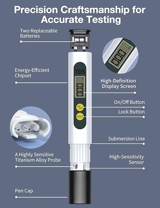 Tds Meter Digital Water Tester - Affordable & Reliable Water Testing Kits for Drinking Water - 0-9990ppm - 1s Get Accurate Reasult for Home, Well, Tap Water Quality Test and More!