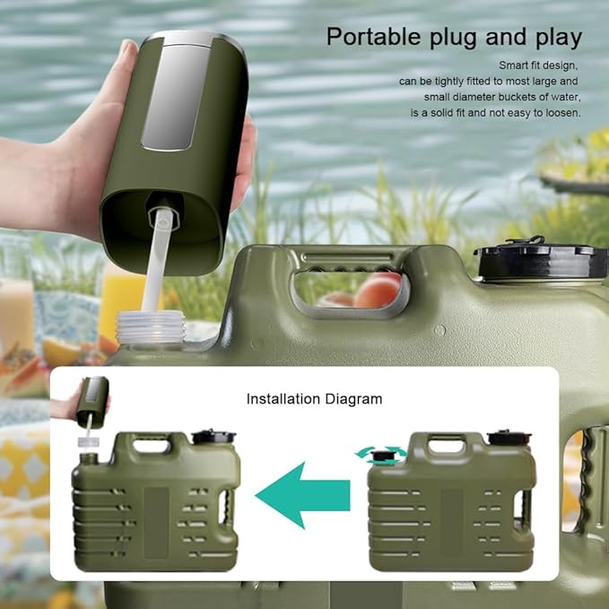 ASIEIT 3.2 Gallon Portable Camping Water Jug Dispenser, Leak Proof Large Capacity Water Storage Tank with Automatic Touch Control Pump, Outdoor RV Hiking Picnic Emergency Water Container