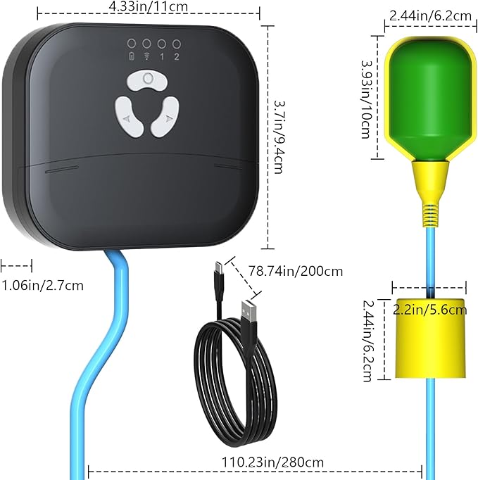 Sump Pump Alarm, Float Switch Water Level Detector, 90dB Siren, LED Strobe, IP44 Waterproof, Easy-Install, Prevents Water Damage in Basement, Septic Tank, Water Tank (WLA-Z1)