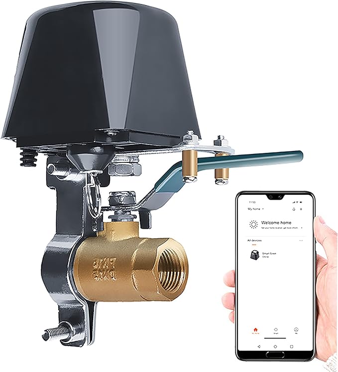 Smart Wifi Water Valve, Copper Handle Valve, Compatible with Alexa Google, No Hub Required