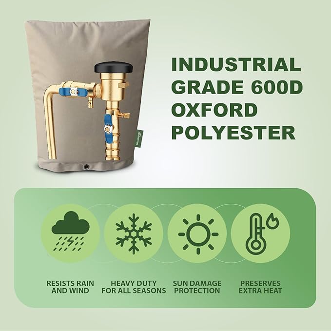 The Original Winter Pipe Insulation Cover (0˚F) - Extra-Thick EVA+NBR (UV-Coated) Insulated Backflow Preventer Freeze Protection, Pump Cover, Sprinkler/Well/Valve Head Cover - (40" W X 24" H)