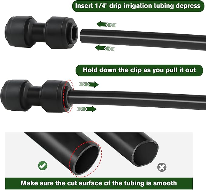 Kalolary 30Pack Quick Connect 1/4" Drip Irrigation Coupling Fittings, Universal Barbed Coupling Connector for 1/4" Irrigation Tubing Leak Free Fittings for Sprinkler Garden Lawn Irrigation System