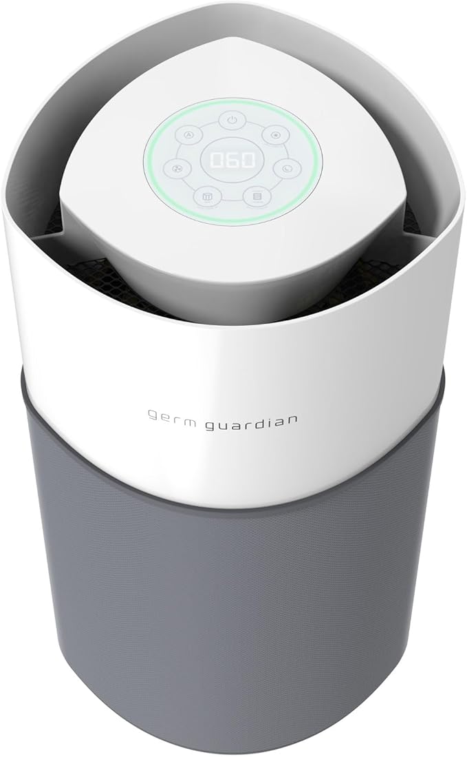 GermGuardian AirSafe+ XL Air Purifier for Home, 360° True HEPA Filter, UV-C Light, Air Quality Monitor, For Large Rooms Up to 1680 Sq Ft, Removes Smoke, Dust & Pet Dander, Gray/White, AC3200