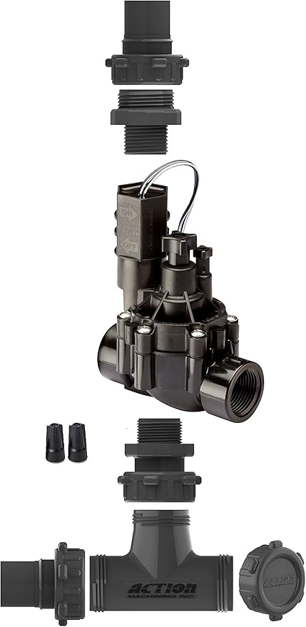 SPW Rain Bird Premium Valve Manifold System 100DVF with Flow Control - Heavy Duty Action Machining Parts - 3/4inch or 1inch Slip (1 Zone)