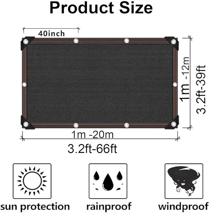 4x6M Shade Cloth for Greenhouse 3x5m 5x8m Shade Netting with Grommets Sunblock Shade Mesh UV Resistant for Garden, Pergola, Patio，Plants, Chicken Coop, Outdoor(13 x 26ft)