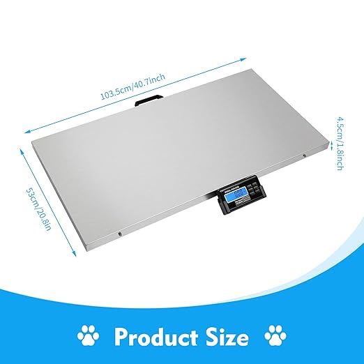 PCR-2126 Postal Digital Livestock Scale, 440lbs 201 Stainless Steel Digital Pet Scale Platform Heavy Duty Livestock Scale Kit for Pet Cat Dog Cattle(40.7" L x 20.8" W)