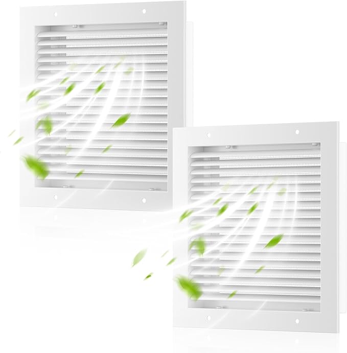 Hon&Guan 2 Pack 16" x 16" Aluminum Gable Vents with Screen for Houses, Louvered Wall Vent for Attic, Shed and Exterior Doors, 14.2" x 14.2" Vent Opening, White