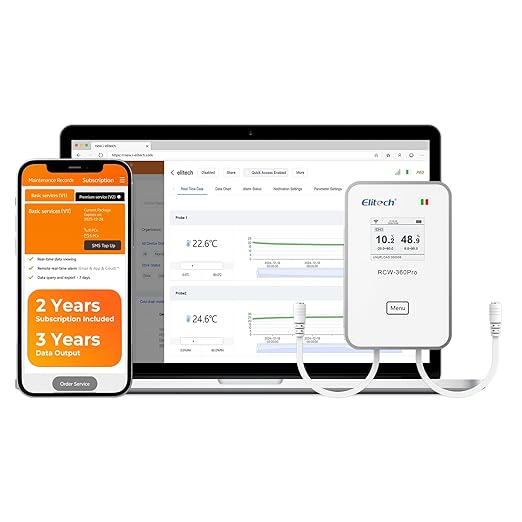Elitech Cellular + Wi-Fi Remote Temperature Humidity Monitor Data Logger 100000 Points, Power Outage Alarm, App/Email/Text Alerts, Pharmacy DDL, Cold Chain, PDF/CSV Report,2-Year Subscription Included