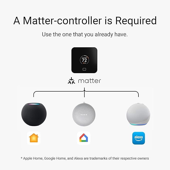 Lux TQ1 Smart Thermostat for Home, Programmable WiFi with Matter Protocol for Temperature Control, C-Wire or Power Bridge Required - Works with Apple Home and Google Home - termostato inteligente wifi