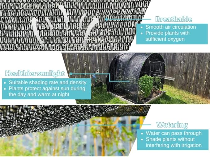 BeGrit 30% Shade Cloth Plant Cover Sunblock Sun Shade Net Sun Mesh for Garden Flower Plants 6.6ft x13ft