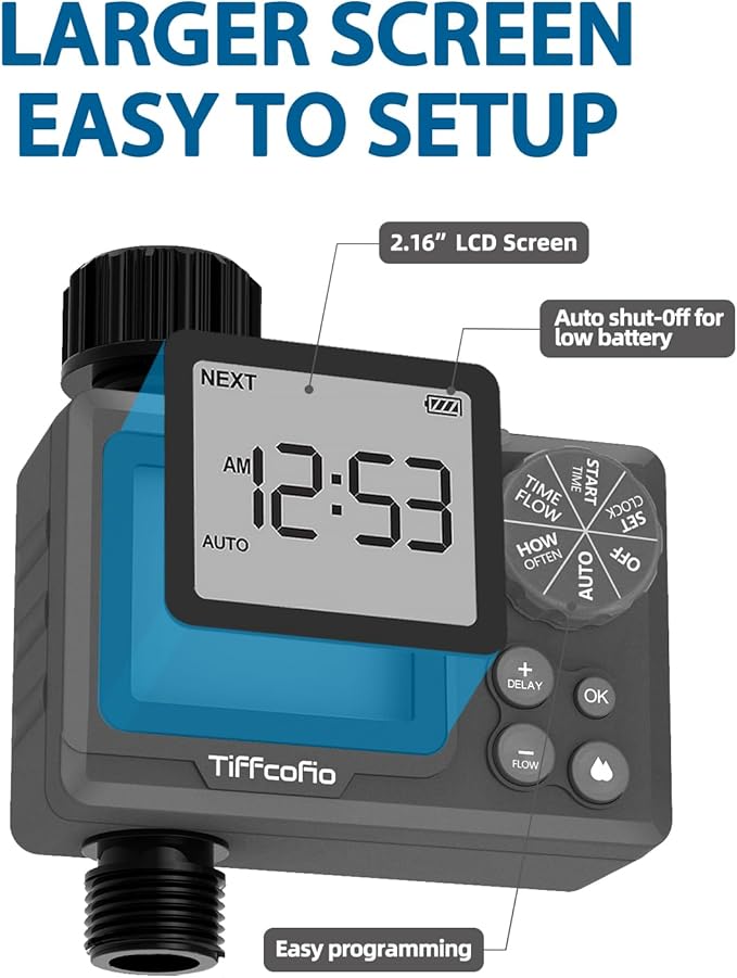 New Programmable Water Volume Control Sprinkler Timer, Water Duration Control Hose Timer with Water Meter, Auto and Manual Watering for Irrigation, Garden and Drip System (2 Packs)