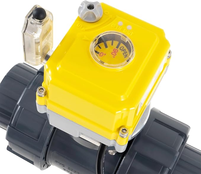 Smart electric valve 1 1/4 inch PVC joint ball valve Tuya APP smart wifi water shut-off valve DC24V AC110V-230V power adapter and power-off automatic return setting timing water valve DN32MM