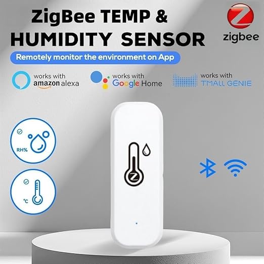 ZigBee Indoor Temperature and Humidity Sensor,Compatible with Alexa and Google Home,for Home,Baby Rooms,Greenhouses Accessories,Office 2Pack(No Include Battery)