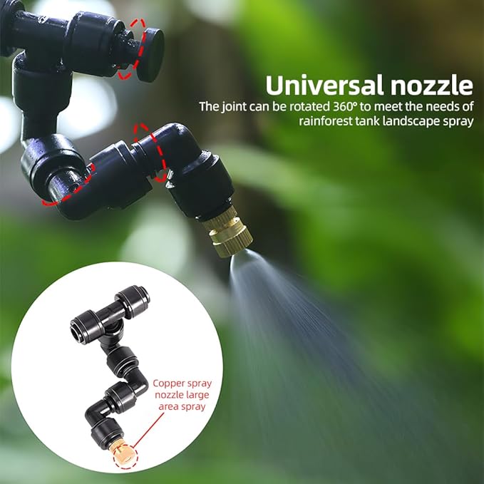 Reptile Sprayer Smart Spray System Touch Screen Controller Reptile Mister with Automatic Timer Low Noise 360 Degree Adjustable Mist Nozzle for Terrarium Amphibian Lizard Snake Frog Plants