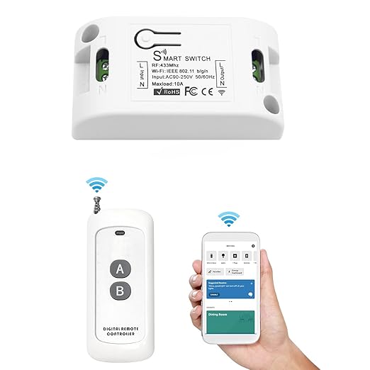 WiFi Smart Switch - Tuya Smart Home Automation Timer Switch, Compatible with 433Mhz Remote