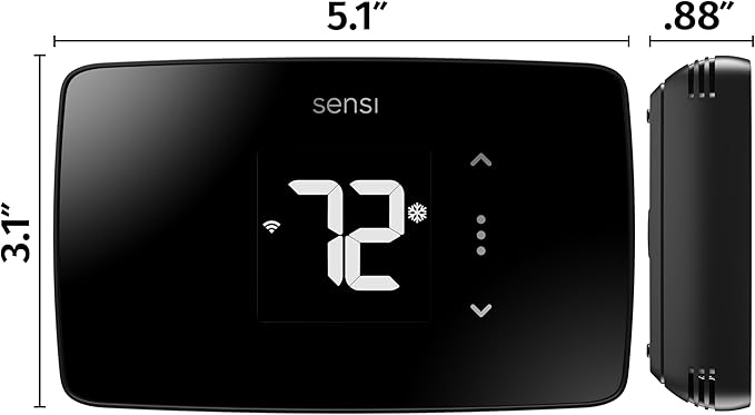 Sensi Lite Smart Thermostat, Programmable, WiFi, Easy DIY, Works With Alexa, ENERGY STAR Certified, ST25, Most Systems C-Wire Not Required, C-Wire needed with Heat/Cool Only & Heat Pump System – Black