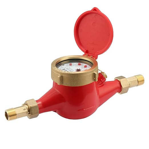 Watflow DN15 Water Meter 1/2" NPT,AWWA C708 Certification Gallon Water Flow Meter, Cold and Hot Water Meter for Garden/Home/Apartment, Horizontal Install.