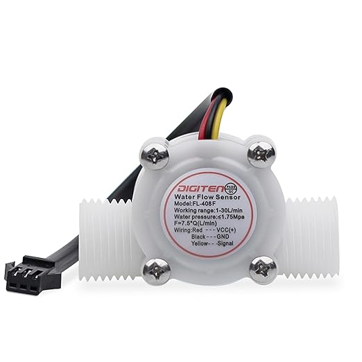 DIGITEN FL408G G1/2 Inch Water Flow Meter with BSP Thread Hall Sensor Switch, Food Grade Flow Meter Counter for 1-30L/min, White Color