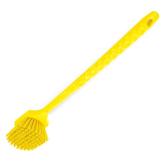 SPARTA 40501EC04 Plastic Large Scrub Brush, Kitchen Brush, Utility Brush With Long Handle For Cleaning, 20 Inches, Yellow, (Pack of 6)