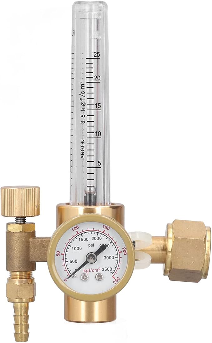 Welding Gas Regulator Valve Brass Flowmeter CO2 MIG TIG Welding Machine Accessory OBC191 Adjustable 025LPM Flow Meter with 03500psi Gauge for Argon Arc Welding Industrial U