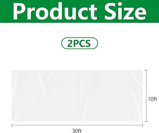 DECOHS 2 Pcs Plant Sun Protection Cloth, 30 x 10 Ft Garden Plant Shade Cloth, Non-Woven White Light Refraction Sunshade Cloth for Protecting Plants Vegetable Rows from Direct Sunlight