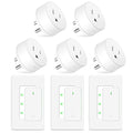 NineLeaf Wireless Remote Wall Switch and Outlet, Remote Control Outlet Light Switch for Lamps, Fans, Expandable, 15A/1875W, 500ft RF Range, TUV Listed (3 Remotes and 5 Outlets)