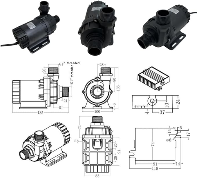 SHYSKY 24V DC 150W Heavy Duty Water Pump DC80E-24100S-1 150W Lift 10m (32ft) 2113GPH, Brushless Design, Submersible, Low noise, Stable Circulation Cooling System for Yacht Auto Application