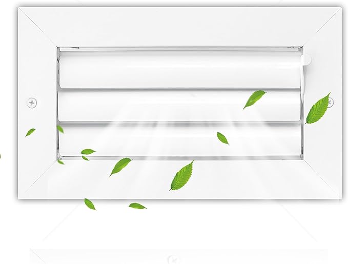 Aluminum 8 x 4 in (Duct Opening) 1-Way Air Duct Register Vent Cover for Ceiling and Wall - Modern HVAC Louver Vent Cover Adjustable – Durable Rustproof Wall Grille – Overall Size 9-5/8 x 5-5/8 Inch