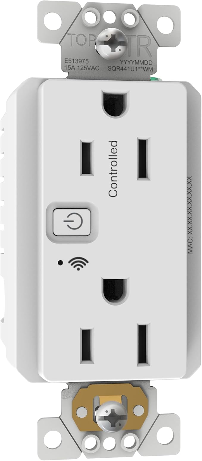 Square D by Schneider Electric X Series 15A 125V Wi-Fi Energy Monitoring Socket Outlet, Tamper Resistant, Matter Certified, Compatible with Alexa, Google Home, Apple Home, Matte White