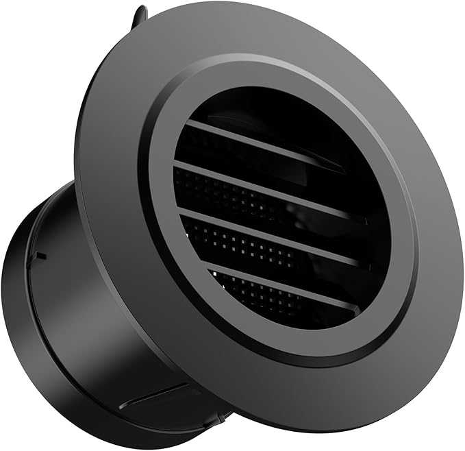 Hon&Guan 3 in Soffit Exhaust Vent, 3‘’ Round Air Vent Cover with Built-in a Fly Screen for Bathroom Office Home, Black