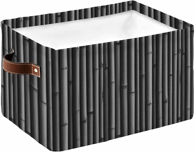 Vintage Black Storage Bins Cubes Waterproof Cloth Storage Basket, Country Farmhouse Plants Tree Pattern Foldable Storage Bags for Shelf Clothes Storages Organizers with Handles 15x11x9.5 in 1PCS